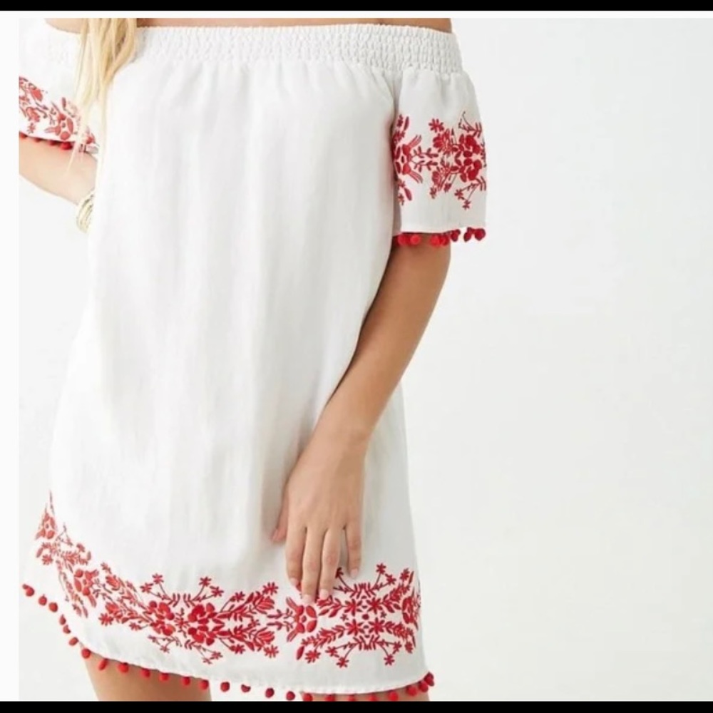 NWT Forever 21 Embroidered Off the Shoulder Dress - S